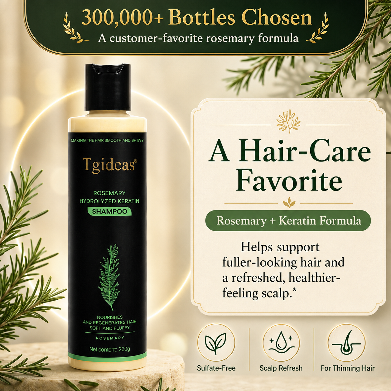 Tgideas® Rosemary Shampoo | Hair Growth & Anti-Dandruff Scalp Treatment